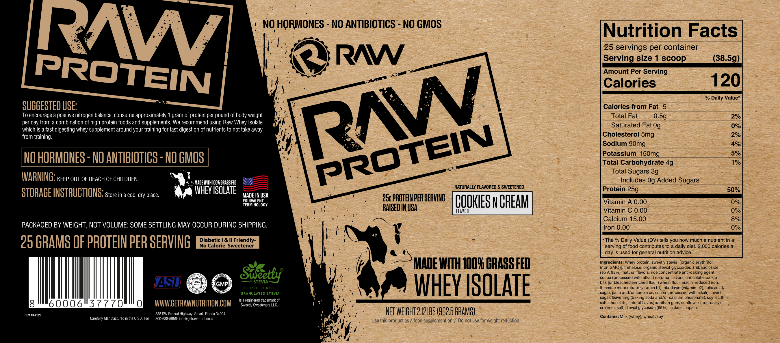 Raw Nutrition Protein Cookies n Cream Label