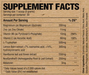 Raw Nutrition Sleep Ingredients