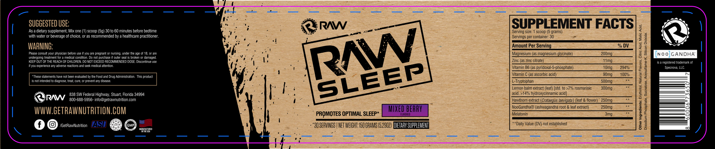 Raw Nutrition Sleep Label