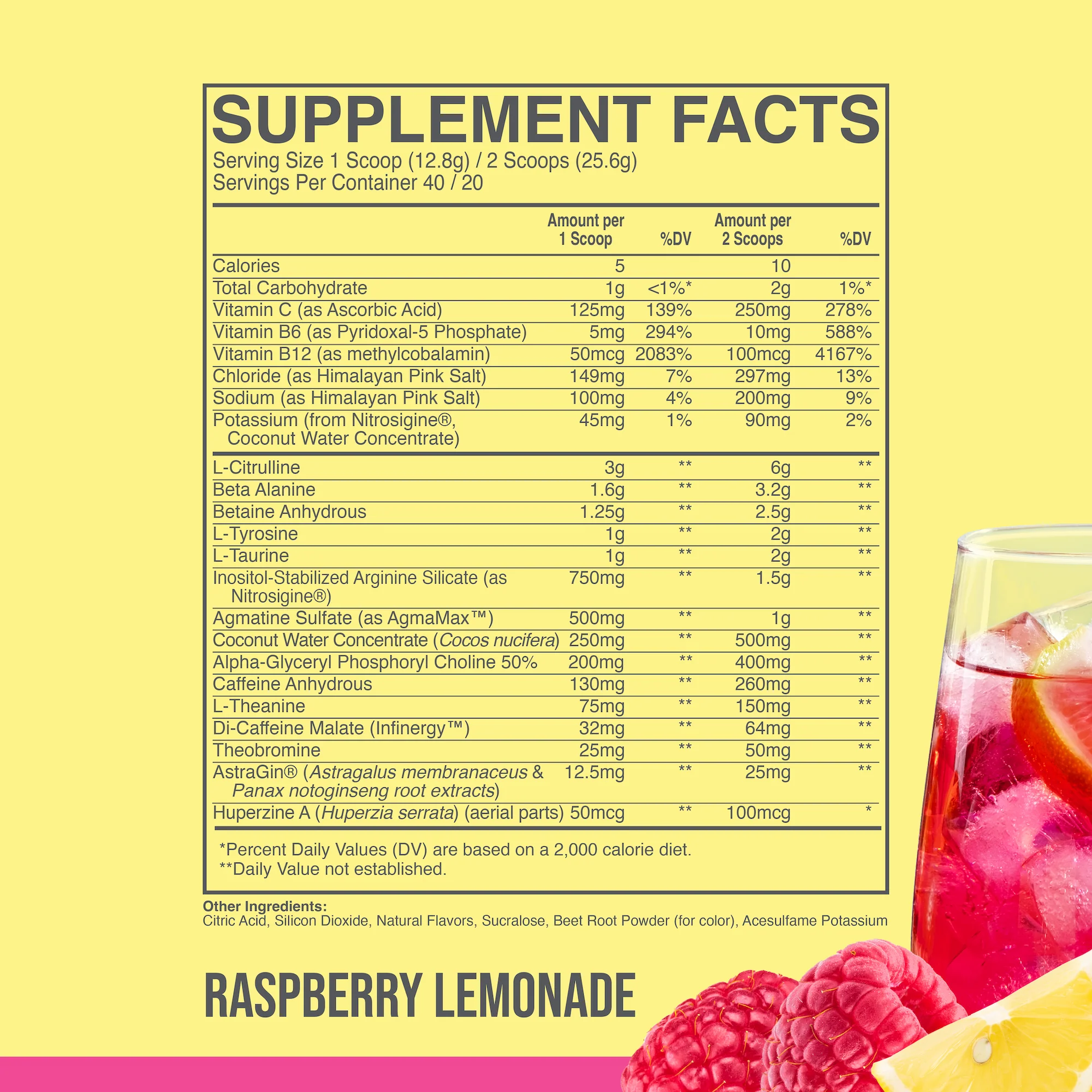 RAW Nutrition Raspberry Lemonade Thavage Pre-Workout Ingredients