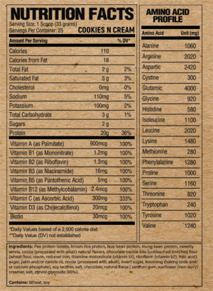Raw Nutrition Vegan Cookies n Cream Ingredients
