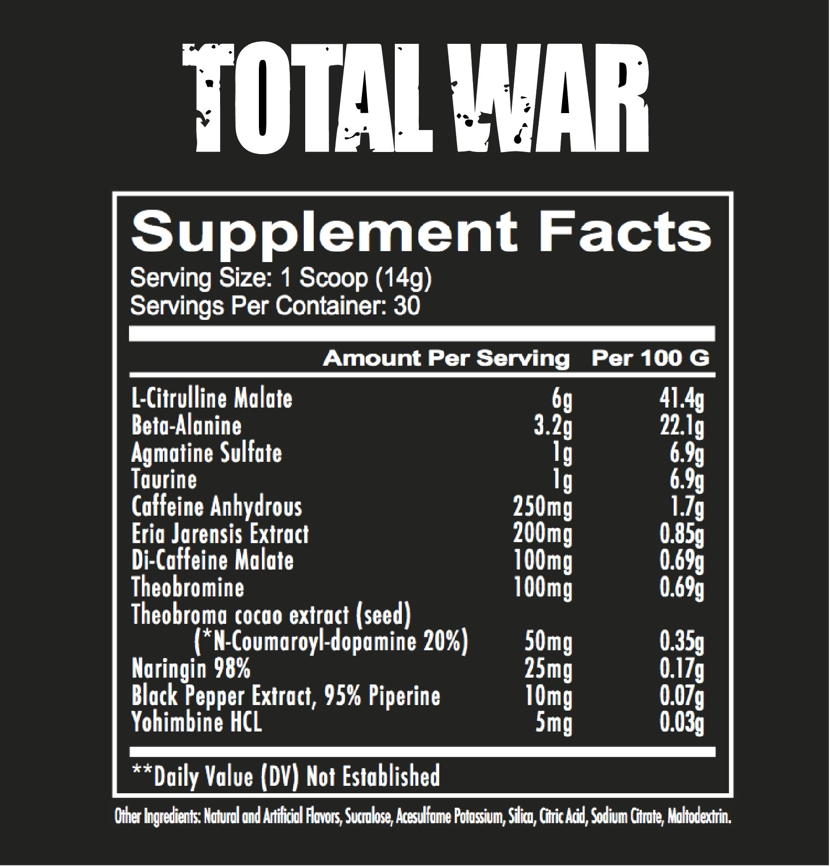 redcon1 total war ingredients january 2018