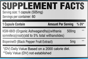 Revive MD Ashwagandha Ingredients