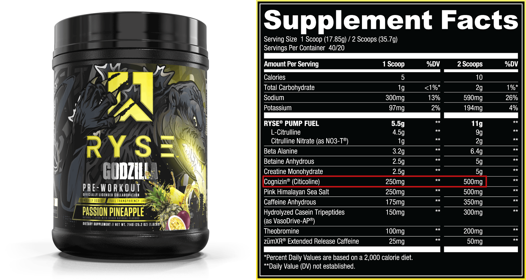 RYSE Supps Godzilla Pre-Workout with Cognizin