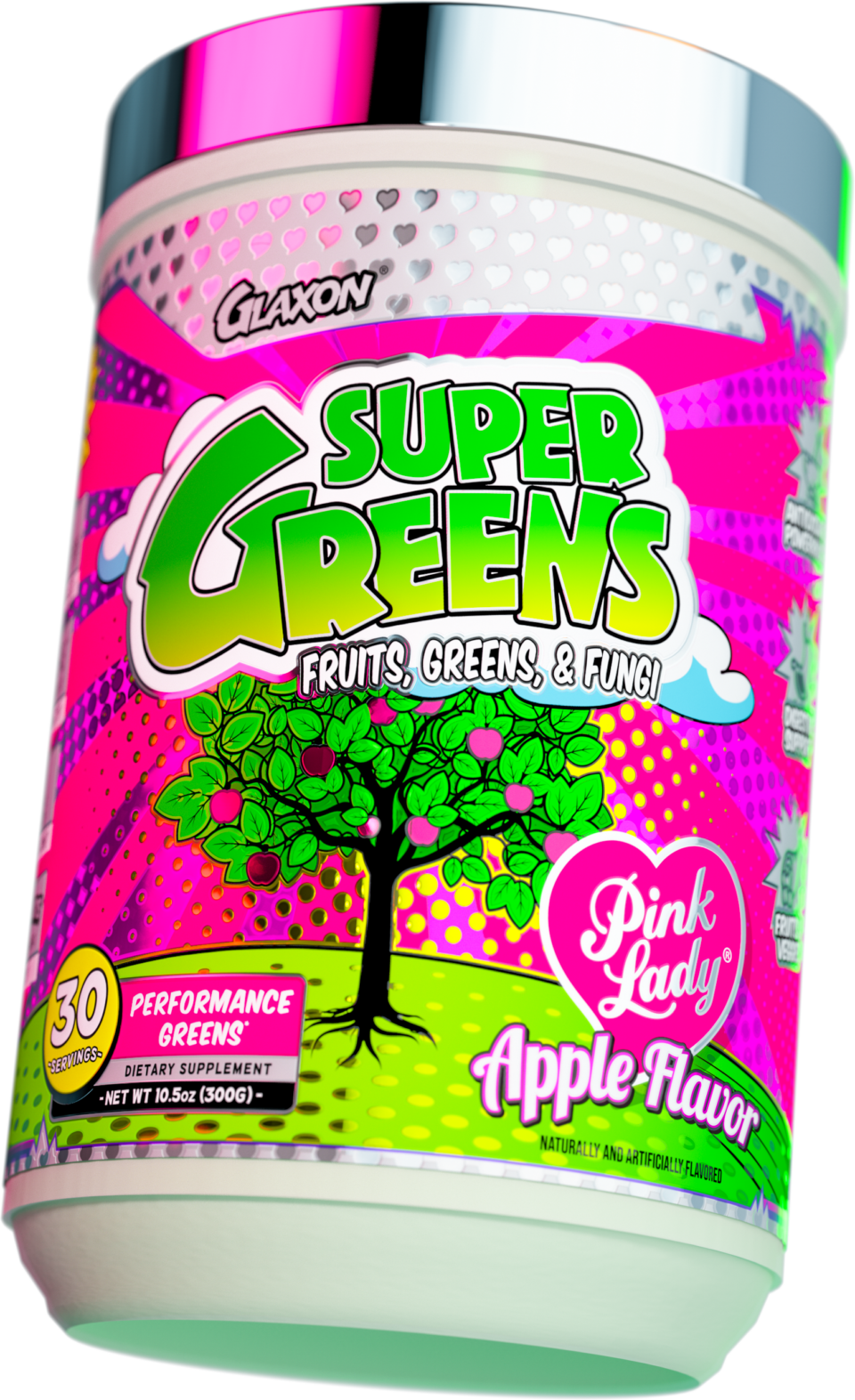 Glaxon Super Greens Pink Lady Apple Flavor with Real Apple Extract!