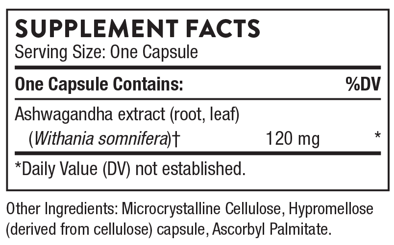 Thorne Ashwagandha Ingredients