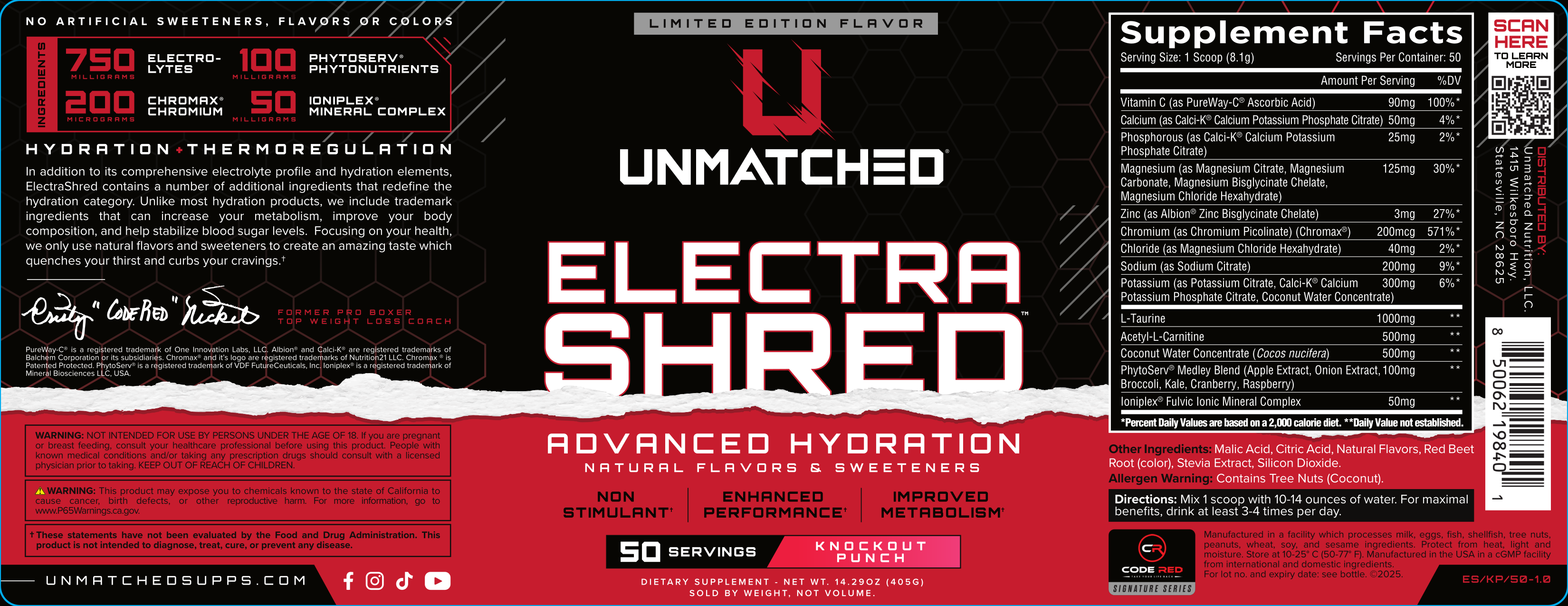 Unmatched Supps ElectraShred Label