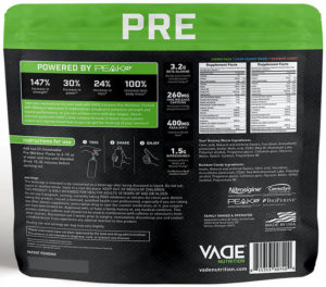 VADE Extreme Pre-Workout Packs Label