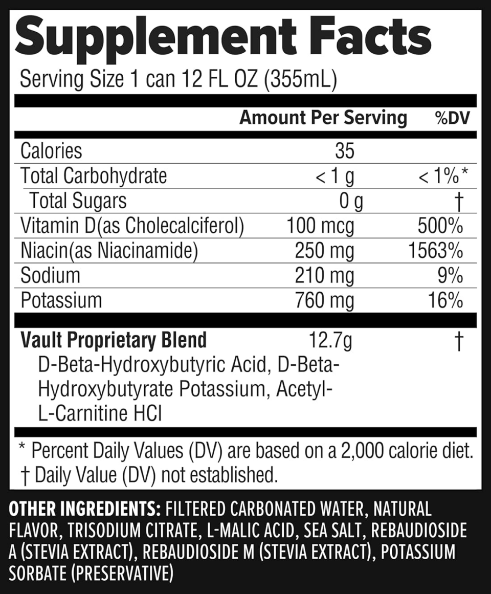 VAULT CaffeineFree Brain Energy Drink Powered by FreeAcid goBHB