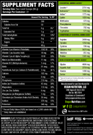 Vegun Nutrition VeganMass Nutrition Facts